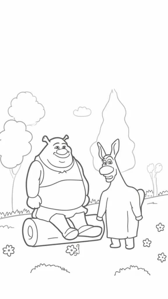 shrek donkey coloring page